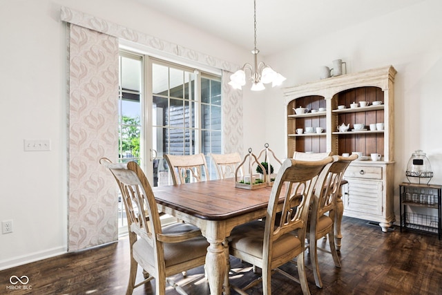 1521 Avondale Dr, Westfield, IN 46074 - dining room with a chandelier, baseboards, and dark wood finished floors
