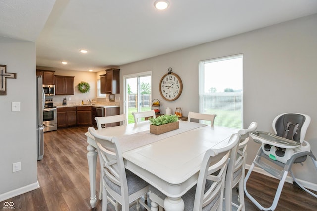 929 Capricorn Dr, Franklin, IN 46131 - dining room with recessed lighting, baseboards, and dark wood finished floors