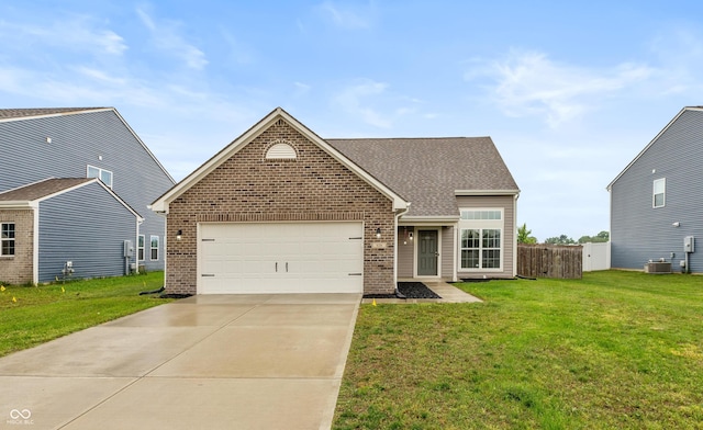 929 Capricorn Dr, Franklin, IN 46131 - traditional-style house with brick siding, concrete driveway, a garage, central air condition unit, and roof with shingles