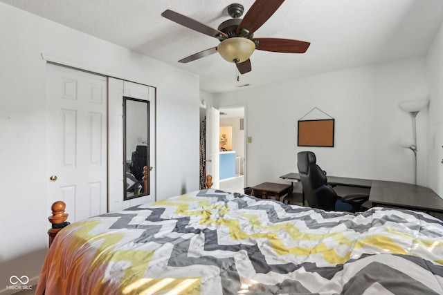 2887 Ludwig Dr, Indianapolis, IN 46239 - bedroom with a closet and a ceiling fan