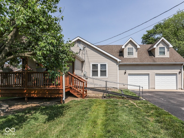 730 N Forsythe St, Franklin, IN 46131 - view of front of property featuring a shingled roof, driveway, an attached garage, and a deck