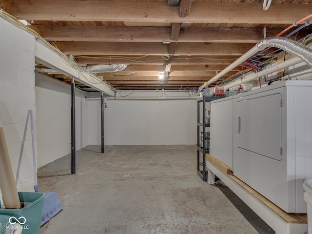 730 N Forsythe St, Franklin, IN 46131 - unfinished basement featuring washer and clothes dryer
