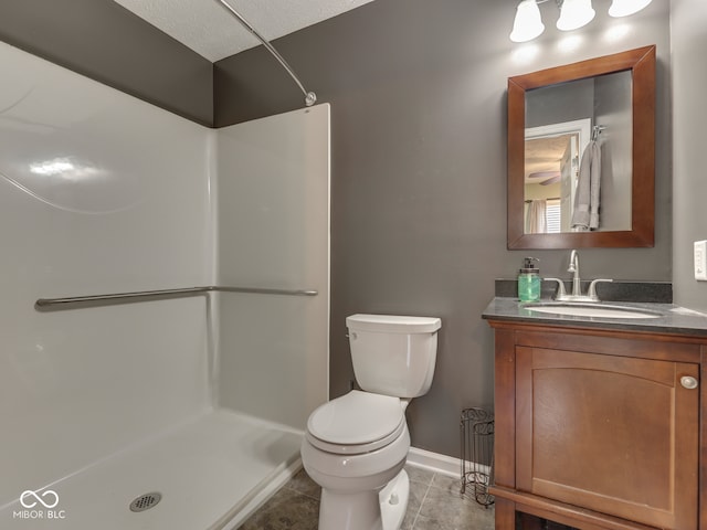 730 N Forsythe St, Franklin, IN 46131 - full bathroom with a shower, toilet, vanity, and tile patterned flooring