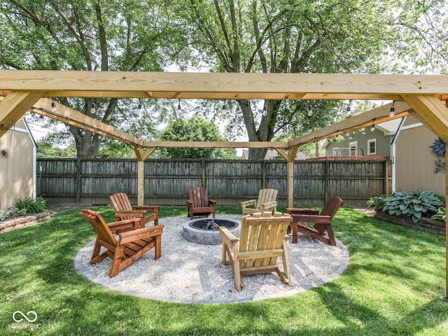730 N Forsythe St, Franklin, IN 46131 - view of patio featuring an outdoor fire pit