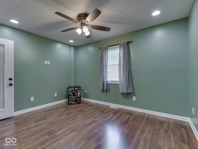 730 N Forsythe St, Franklin, IN 46131 - spare room with ceiling fan, wood finished floors, baseboards, a textured ceiling, and recessed lighting