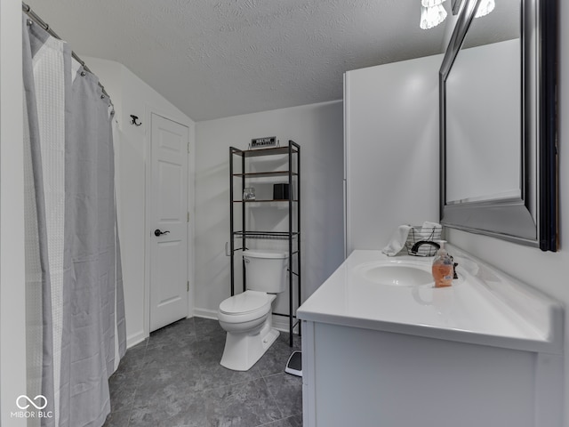 730 N Forsythe St, Franklin, IN 46131 - bathroom with toilet, vanity, and a textured ceiling