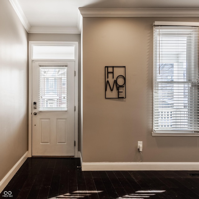 2016 Central Ave, Indianapolis, IN 46202 - entryway featuring crown molding, baseboards, and dark wood-style flooring