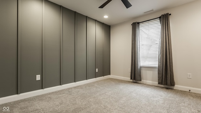 2016 Central Ave, Indianapolis, IN 46202 - unfurnished room with ceiling fan, light carpet, baseboards, and recessed lighting