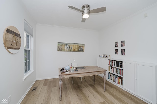 3876 Kegler Way, Carmel, IN 46074 - office space with light wood finished floors, ceiling fan, and ornamental molding