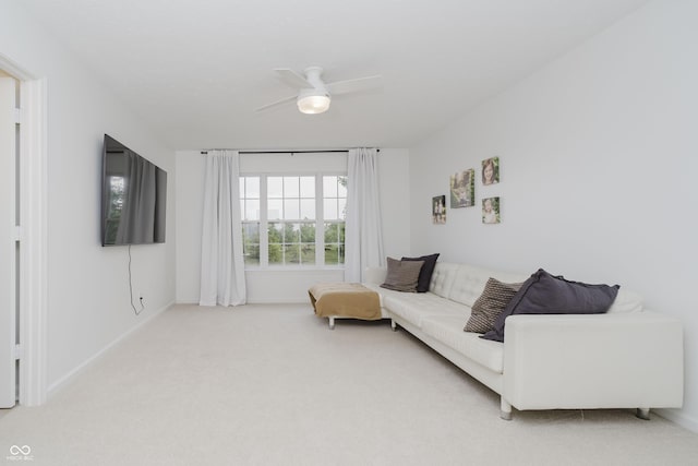 3876 Kegler Way, Carmel, IN 46074 - carpeted living room featuring baseboards and a ceiling fan