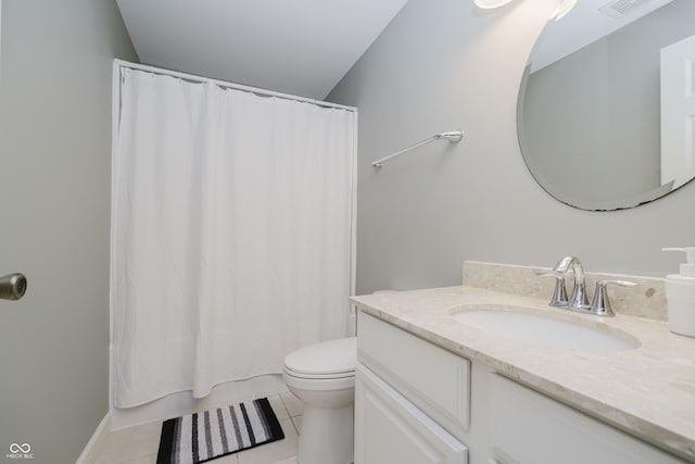 3876 Kegler Way, Carmel, IN 46074 - full bath featuring vanity, tile patterned flooring, toilet, and shower / bathtub combination with curtain