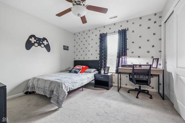 5030 E 800 N, Columbus, IN 47203 - carpeted bedroom with baseboards, ceiling fan, and a desk