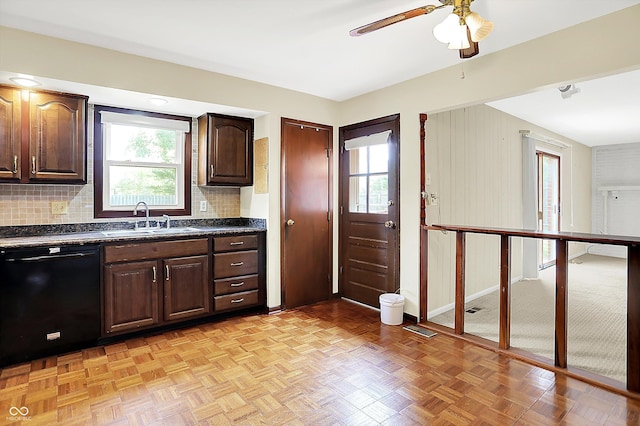 13172 E 116th St, Fishers, IN 46037 - kitchen with dishwasher, a sink, dark countertops, and healthy amount of natural light