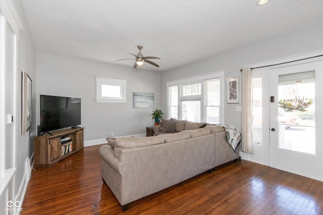 831 Weghorst St, Indianapolis, IN 46203 - living area with dark wood-type flooring and ceiling fan