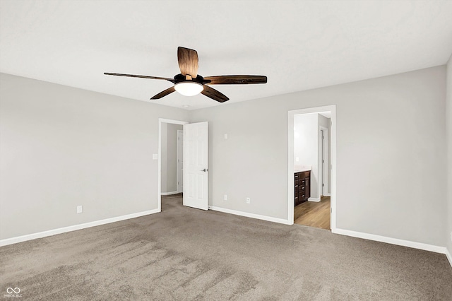 6762 Brentwood Ct, Brownsburg, IN 46112 - unfurnished bedroom featuring carpet, baseboards, ensuite bathroom, and ceiling fan
