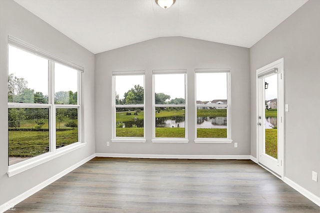 6762 Brentwood Ct, Brownsburg, IN 46112 - unfurnished sunroom featuring healthy amount of natural light, lofted ceiling, and a water view