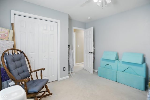 2145 W Autumn Ln, Columbus, IN 47201 - living area with carpet, ceiling fan, and baseboards