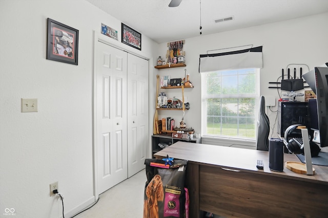 2145 W Autumn Ln, Columbus, IN 47201 - office area with a ceiling fan and light colored carpet