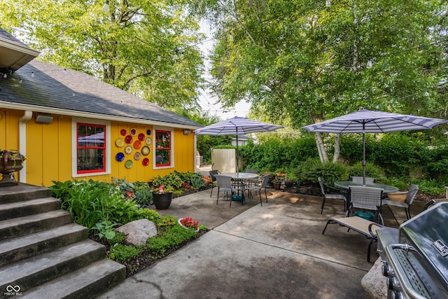 224 N Pennsylvania St, Greenfield, IN 46140 - view of patio featuring outdoor dining space and area for grilling