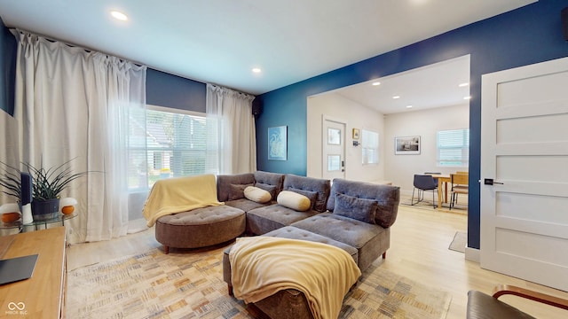615 Orange St, Indianapolis, IN 46203 - living area with light wood-style flooring and recessed lighting