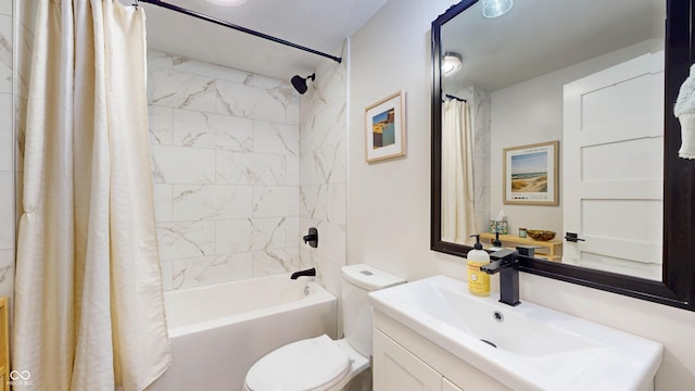 615 Orange St, Indianapolis, IN 46203 - bathroom featuring toilet, shower / bath combination with curtain, and vanity