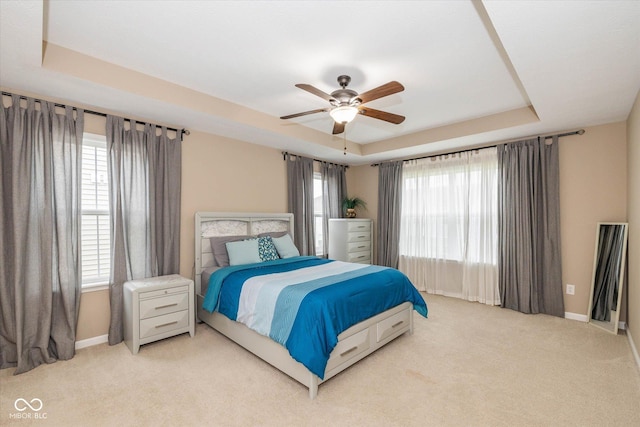 5767 Bluff View Ln, Whitestown, IN 46075 - bedroom with a raised ceiling, multiple windows, and carpet flooring