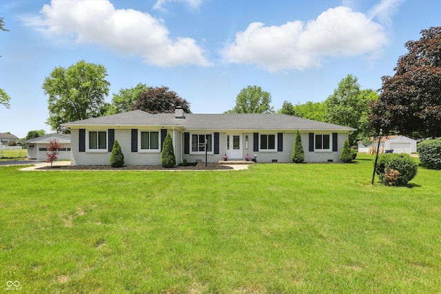 8510 N Carroll Rd, Indianapolis, IN 46236 - ranch-style home featuring brick siding, a front lawn, crawl space, and a garage
