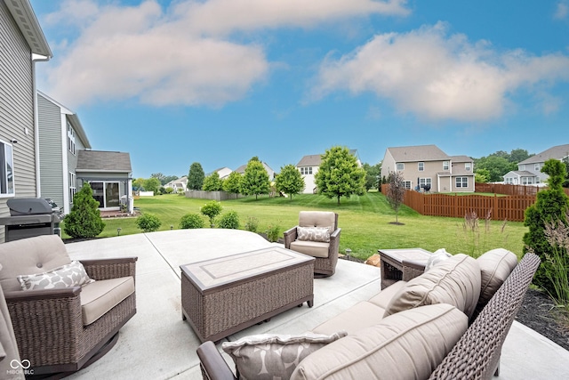 14514 Glapthorn Rd, Fishers, IN 46037 - view of patio / terrace with an outdoor hangout area, a residential view, and area for grilling