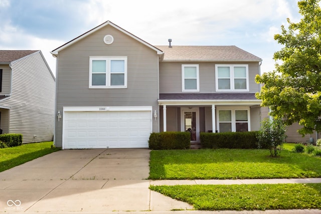 2388 Cedarmill Dr, Franklin, IN 46131 - traditional home with a front yard, an attached garage, concrete driveway, and a shingled roof