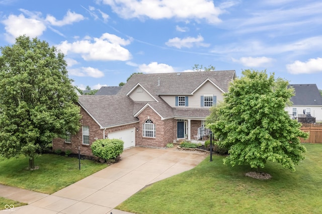 8663 N Commonview Dr, Mccordsville, IN 46055 - traditional home with brick siding, a garage, roof with shingles, and concrete driveway