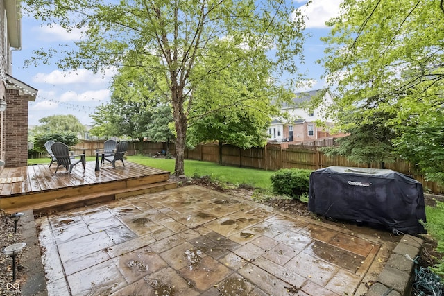 8663 N Commonview Dr, Mccordsville, IN 46055 - view of patio / terrace with a wooden deck and grilling area
