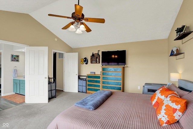 8030 Parcrest Ct, Indianapolis, IN 46259 - bedroom with light colored carpet and high vaulted ceiling