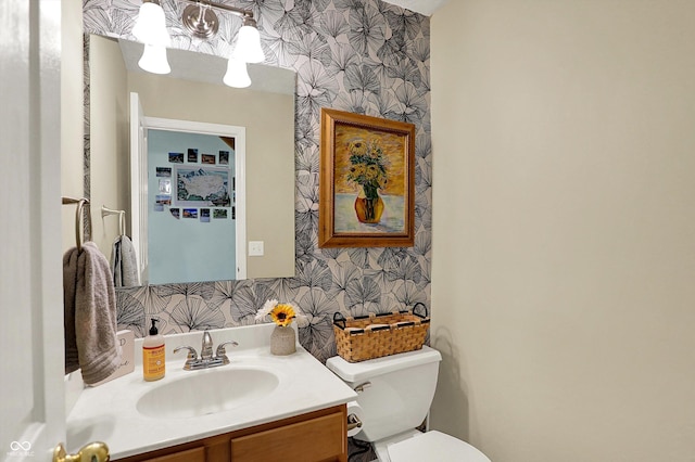 8030 Parcrest Ct, Indianapolis, IN 46259 - half bathroom with wallpapered walls and vanity