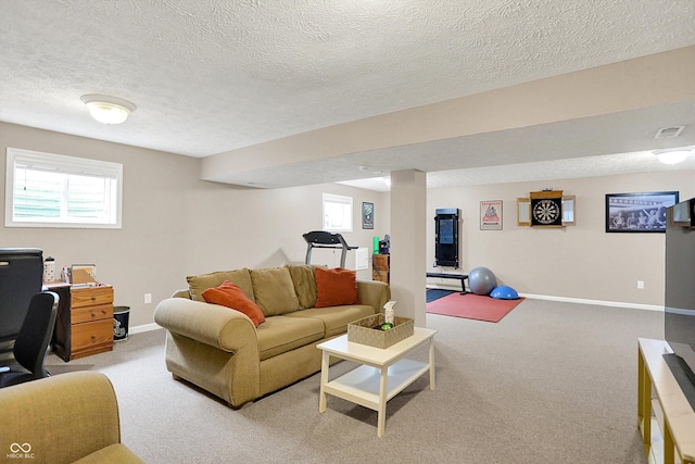 8030 Parcrest Ct, Indianapolis, IN 46259 - living area with carpet and a textured ceiling