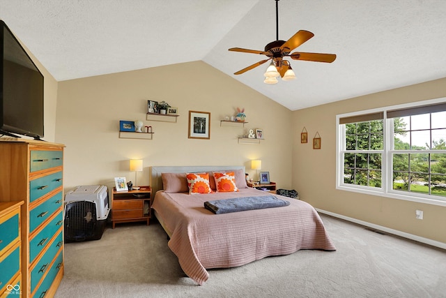 8030 Parcrest Ct, Indianapolis, IN 46259 - bedroom featuring carpet, lofted ceiling, and a ceiling fan