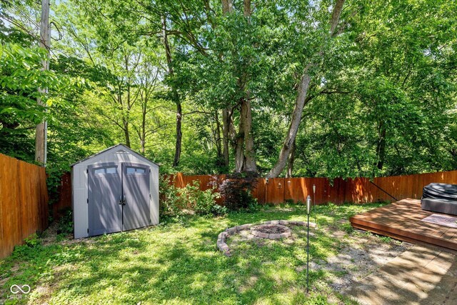 29 Northview Dr, Danville, IN 46122 - view of yard featuring a fire pit and a wooden deck