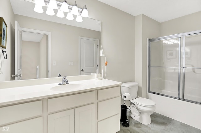 3428 Thomas Jefferson St, Westfield, IN 46074 - bathroom featuring toilet, vanity, and bath / shower combo with glass door