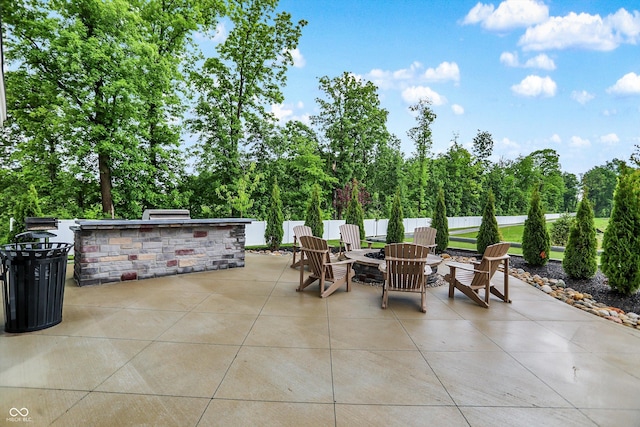 3428 Thomas Jefferson St, Westfield, IN 46074 - view of patio featuring a fire pit, exterior kitchen, and view of scattered trees