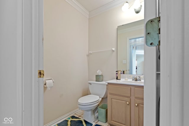 9175 Lakewind Dr, Indianapolis, IN 46256 - bathroom featuring vanity, ornamental molding, and tile patterned flooring