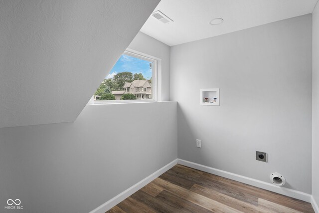 110 E Mcdonald St, Brazil, IN 47834 - washroom featuring electric dryer hookup, washer hookup, baseboards, and wood finished floors