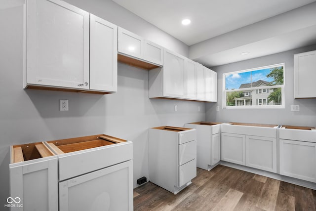 110 E Mcdonald St, Brazil, IN 47834 - kitchen with wood finished floors, white cabinetry, and recessed lighting