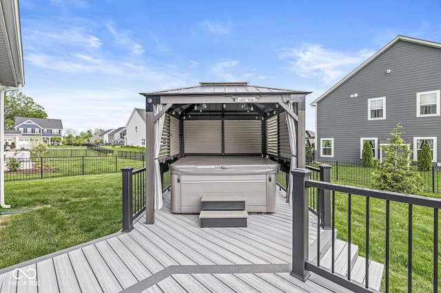 1107 Mccray Ln, Westfield, IN 46074 - wooden terrace featuring a hot tub and a gazebo