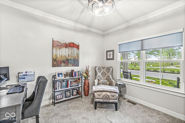 1107 Mccray Ln, Westfield, IN 46074 - office with baseboards, carpet flooring, and ornamental molding