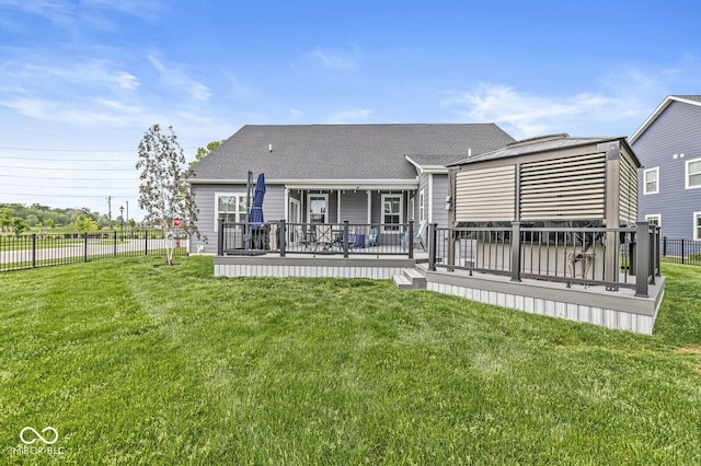 1107 Mccray Ln, Westfield, IN 46074 - back of property with a wooden deck and a shingled roof