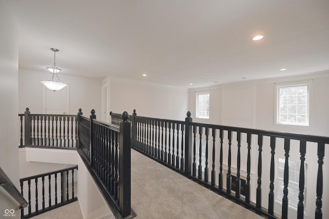 15201 Slateford Rd, Noblesville, IN 46062 - hall with an upstairs landing, carpet flooring, and recessed lighting