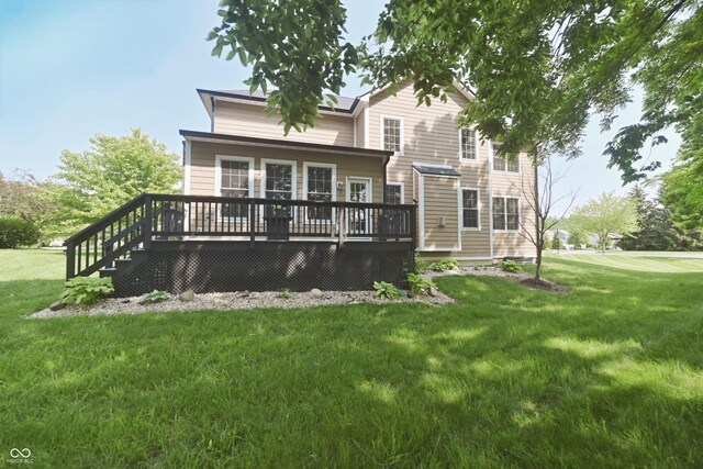 15201 Slateford Rd, Noblesville, IN 46062 - rear view of house featuring a deck and a lawn