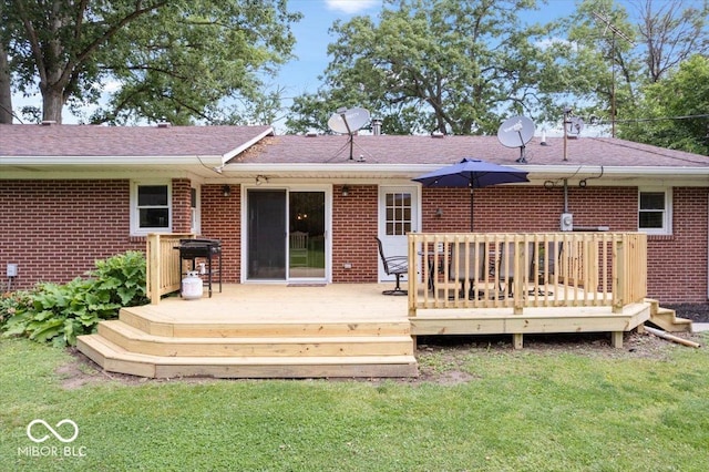 3459 E 650 N, Windfall, IN 46076 - rear view of property with brick siding, a lawn, and a shingled roof