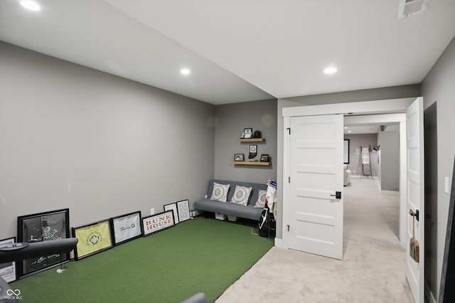 6882 Bladstone Rd, Noblesville, IN 46062 - recreation room featuring carpet flooring and recessed lighting