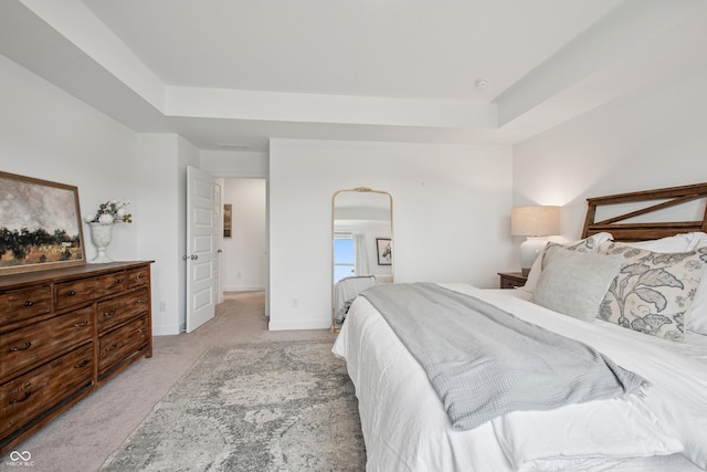 19652 Shadow Trace Path, Westfield, IN 46074 - bedroom with a tray ceiling, light carpet, and baseboards