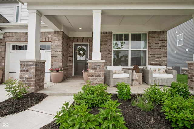 19652 Shadow Trace Path, Westfield, IN 46074 - doorway to property featuring a porch, brick siding, and central air condition unit